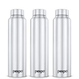 Pexpo Silver Stainless Steel Water Bottle - Set of 3 (1000 ml)-10