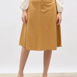 Styli Beige Polyester Solid Skirt-image-81