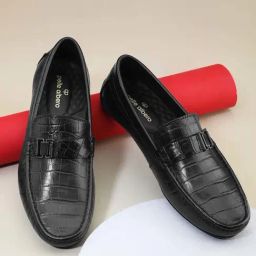 Pelle Albero Men's Black Casual Loafers-image-52