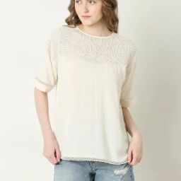 Vero Moda Cream Embroidered Top-image-56
