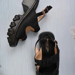 Ronnie Grey Women's Black Back Strap Sandals-image-63