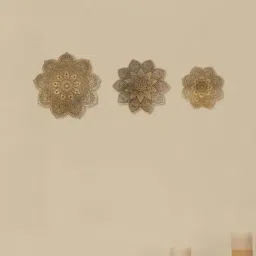 Fabindia Home Brass Metal Etched Nurvi Wall Art - Set of 3-image-18