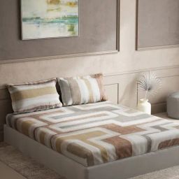 DDecor Printed Brown 145 TC Cotton King Bedsheet with 2 Pillow Covers-image-60