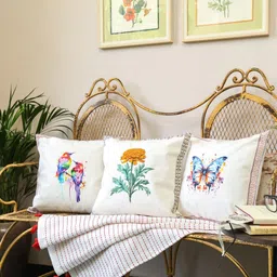 Crown of Poppies Multicoloured Set of 3 Square Cushion Covers-18