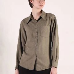 SHOWOFF Olive Cotton Embellished Shirt-image-41