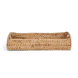 Home4U Aspen Gold Rattan Serving Tray - Set of 1 image 2