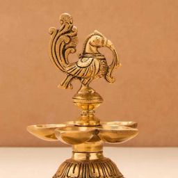Fabindia Home Mehnoor Gold Brass Oil Lamp-8