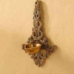Fabindia Home Mehnoor Gold Brass Oil Lamp-11