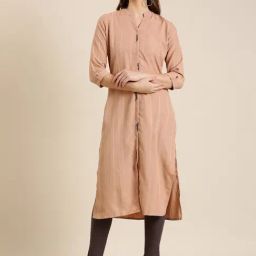 SHOWOFF Peach Striped Kurta-picture-44