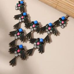 Sohi Multicolour Designer Statement Stones Necklace-image-17