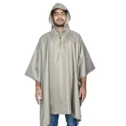 AllExtreme ‎PU/PVC Hooded Type Sturdy Zipper Closer Khaki Poncho Raincoat Free Size for Unisex, AL6PU04-image-56