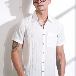 Thomas Scott Men Smart Slim Fit Spread Collar Textured Casual Shirt-image-75