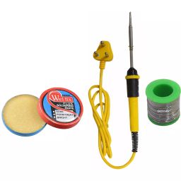 Fadman Soldering Iron Kit, Soldering Paste Flux, Solder Wire, Yellow & Black Soldering Iron 25 W Simple (Flat Tip)-42