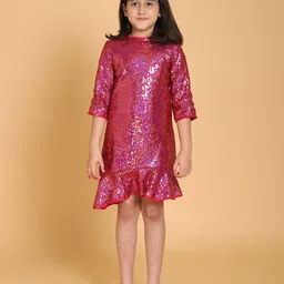 YK Girls Embellished Net Sheath Dress-image-15