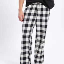 glitchez Men Checked Couture Mid-Rise Pure Cotton Wide Leg Track Pants-image-29