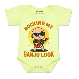 Arvesa Kids-Unisex Yellow Cotton Rompers-picture-5