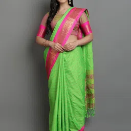 yourwish Checked Woven Design Zari Garad Saree-image-26