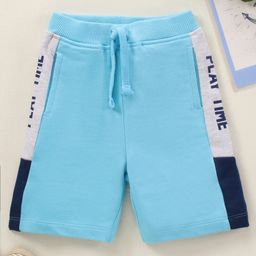 Babyhug Knit Knee Length Text Printed Shorts - Blue-picture-20
