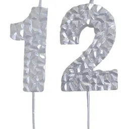 Party Anthem Textured Number 12 Candle - Silver-picture-20