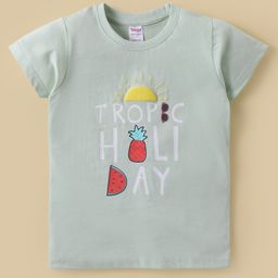 Tango Single Jersey Knit Half Sleeves T-Shirt with Text & Tropical Theme Print - Mint-picture-21