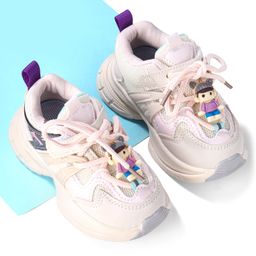 Oh! Pair Lace Ups Sneakers With Doll Applique- Pink-image-66