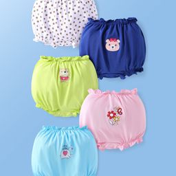 Doodle Poodle 100% Cotton Knit Bloomers with Floral Animal & Butterfly Prints Pack of 5 - Multicolor-picture-37