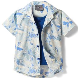 Dapper Dudes Half Sleeves Floral Printed Shirt With Attached Tee - Blue-image-48