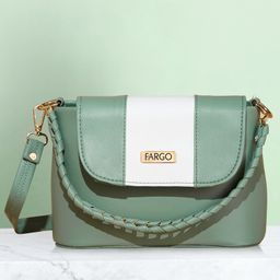 Fargo PU Women's White Strip Sling Bag - Teal Blue-image-50
