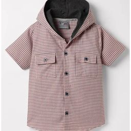 Dapper Dudes Half Sleeves Checked Hooded Shirt - Pink-picture-43