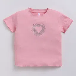 giniekids Knit Half Sleeves Beads Embellished Heart Designed Top - Pink-picture-31