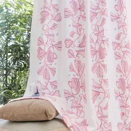 Tranquebar Home Pink & White 2 Pieces Floral Cotton Room Darkening Window Curtains-image-60