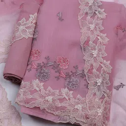 Meena Bazaar Embroidered Organza Unstitched Dress Material-picture-9