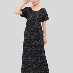 NIGHT QUEEN Printed Maxi Nightdress-picture-44