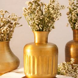 JAYPORE Gold Toned Textured Antique Aluminium Vase-image-18