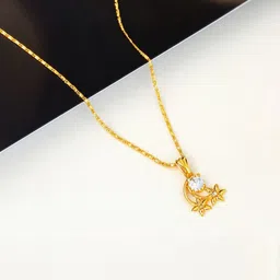 GARNISHA Gold-Plated Flower Drop Chain Pendant Set-picture-9