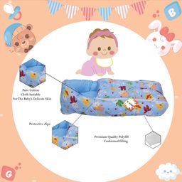 Kwitchy New Born Baby Sleeping Essential Combo of Mattress with Net Sleeping Bag Nappy Changing Mats Set - Blue image 5