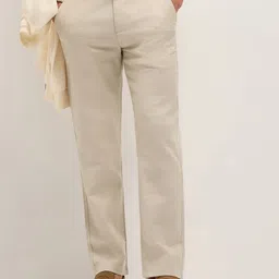 THE BEAR HOUSE Men Textured Straight Fit Mid-Rise Trousers-picture-13