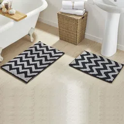 Pano Grey & Black Patterned 1800 GSM Anti-Skid Bath Rugs-10