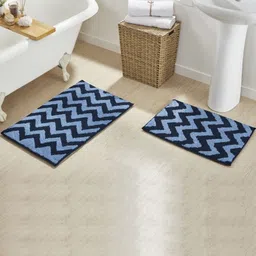 Pano Blue & Navy Blue Patterned 1800 GSM Reversible Bath Rugs-picture-17