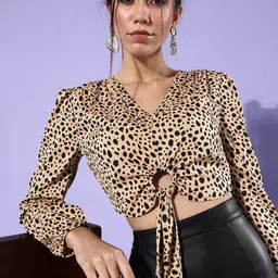 EVERYDAY by ANI Women Chic Brown EVERYDAY by ANImal Printed Ring Affair Top-image-63