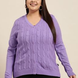 Sztori Plus Size Women Acrylic Cable Knit Cardigan-27
