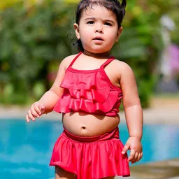 CUKOO Girls Red Solid 2-Piece Swimwear-image-38