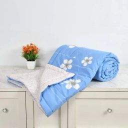Florida CS-Rose Sky Blue Blend 180 TC King Size Bedsheet & Comforter With 2 Pillow Covers-picture-22