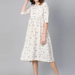 gerua by libas Gerua Off-White Cotton Printed A-Line Dress-picture-14