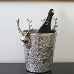 Casagold Silver Aluminium Stag Head Wine Cooler-image-95
