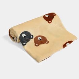 MiArcus Cream Polyester 210 GSM Face Printed Flurry Knitted Blanket-11