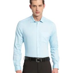 Turtle Sky Blue Cotton Slim Fit Shirt-image-58