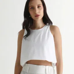 RAREISM White Blended Solid Crop Top-picture-25