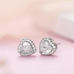 Zavya 92.5 Sterling Silver Radiant Hearts Cubic Zirconia Stud Earrings for Women-image-47