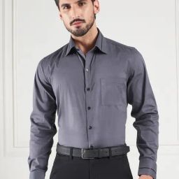 Louis Stitch Grey Cotton Regular Fit Texture Shirt-image-38